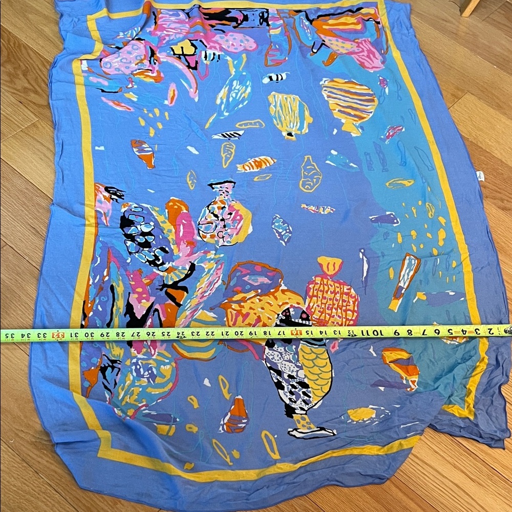Ken Done rare Colorful Fish Print Scarf XL made in Australia by Done - Picture 7 of 9